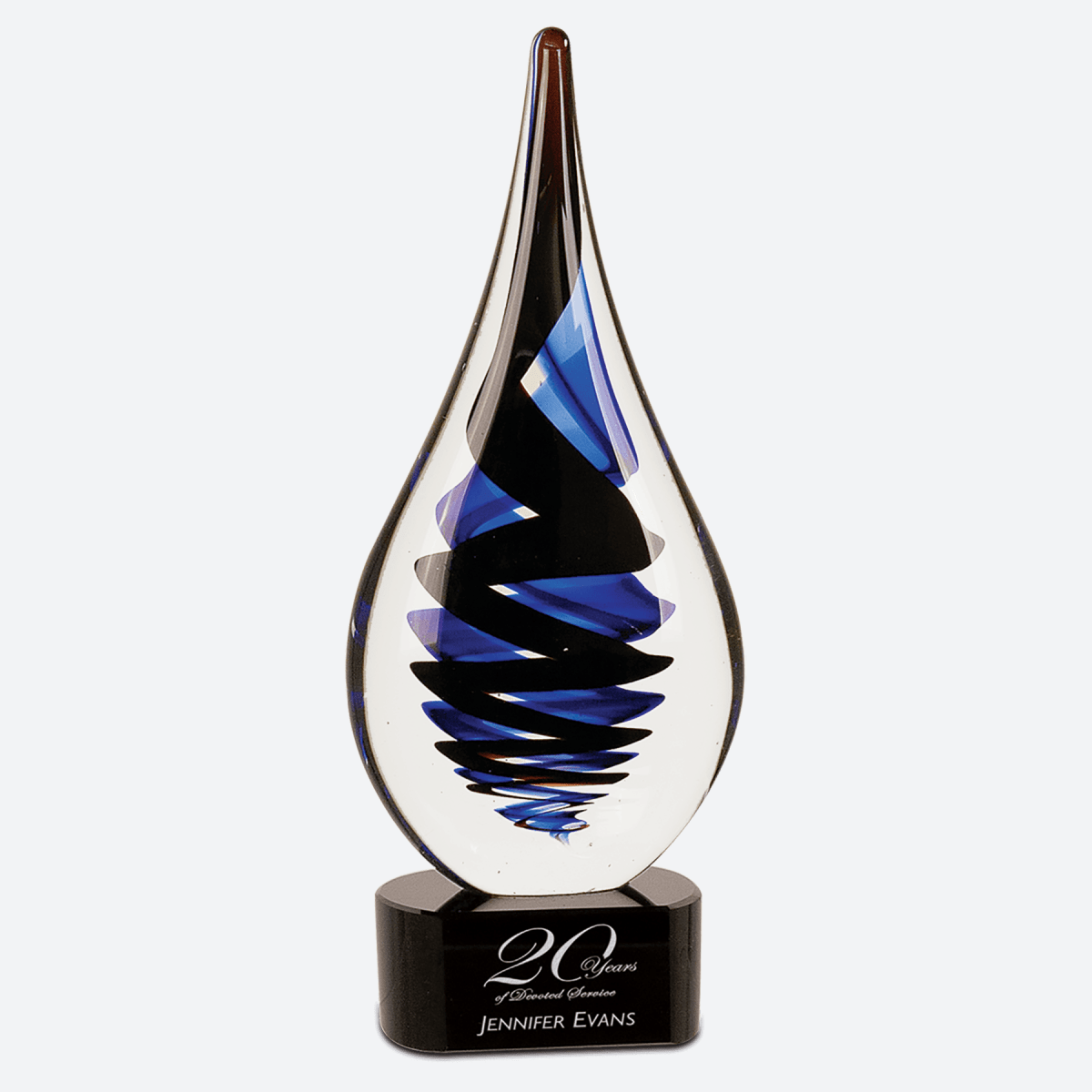 Black Twist Raindrop Art Glass