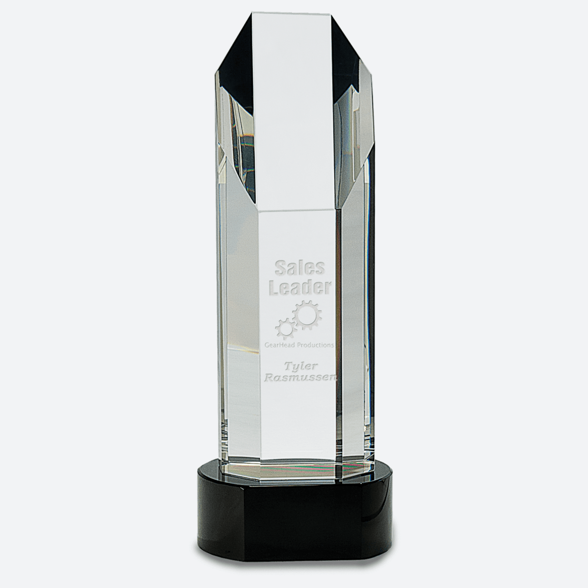 Octagon Slant-Top Crystal on Black Pedestal Base