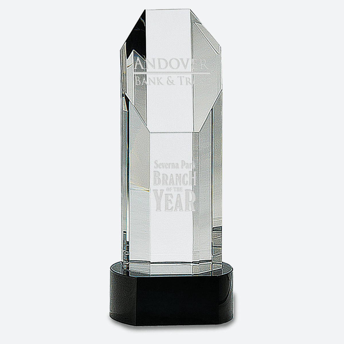 Octagon Slant-Top Crystal on Black Pedestal Base