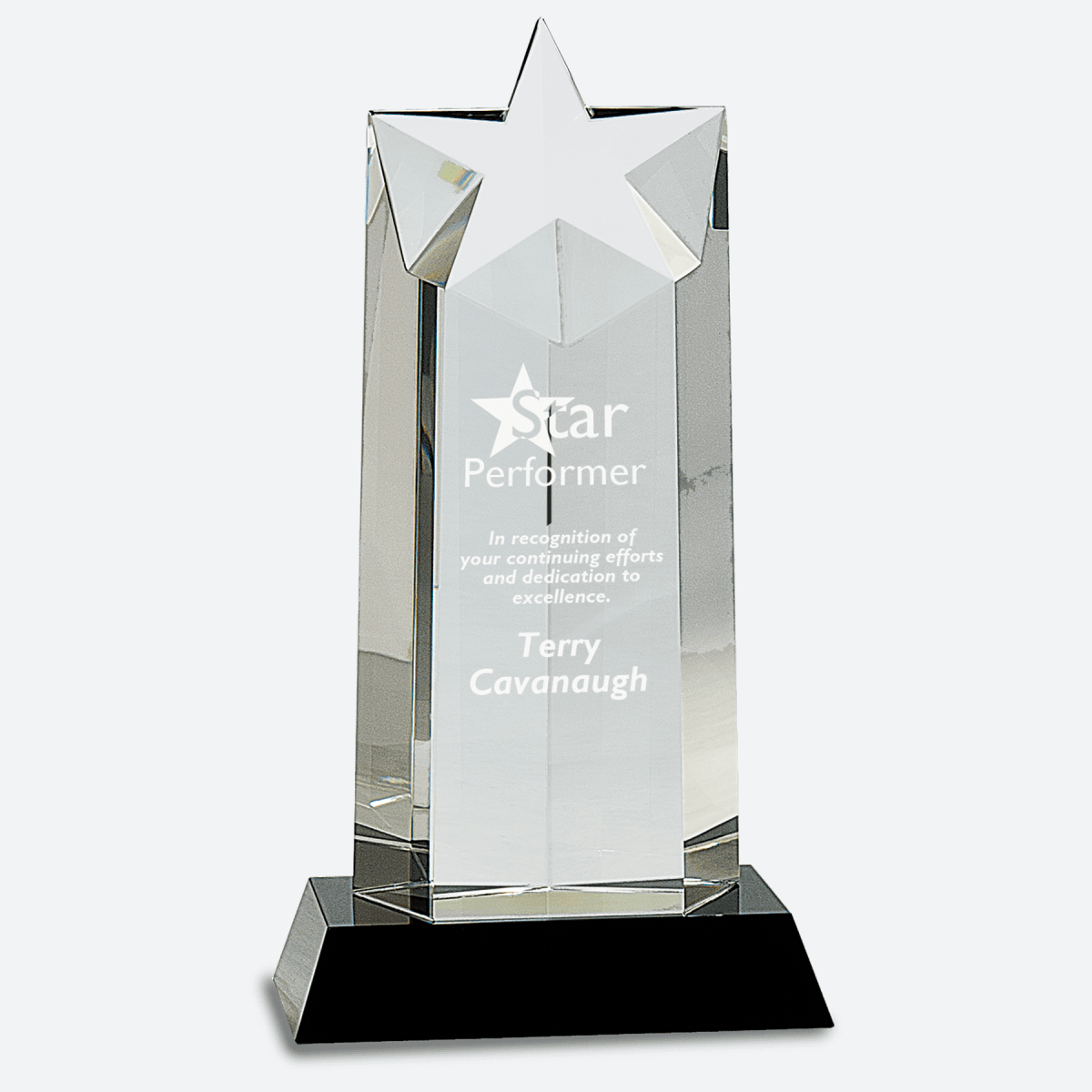 Crystal Star Column on Black Pedestal Base