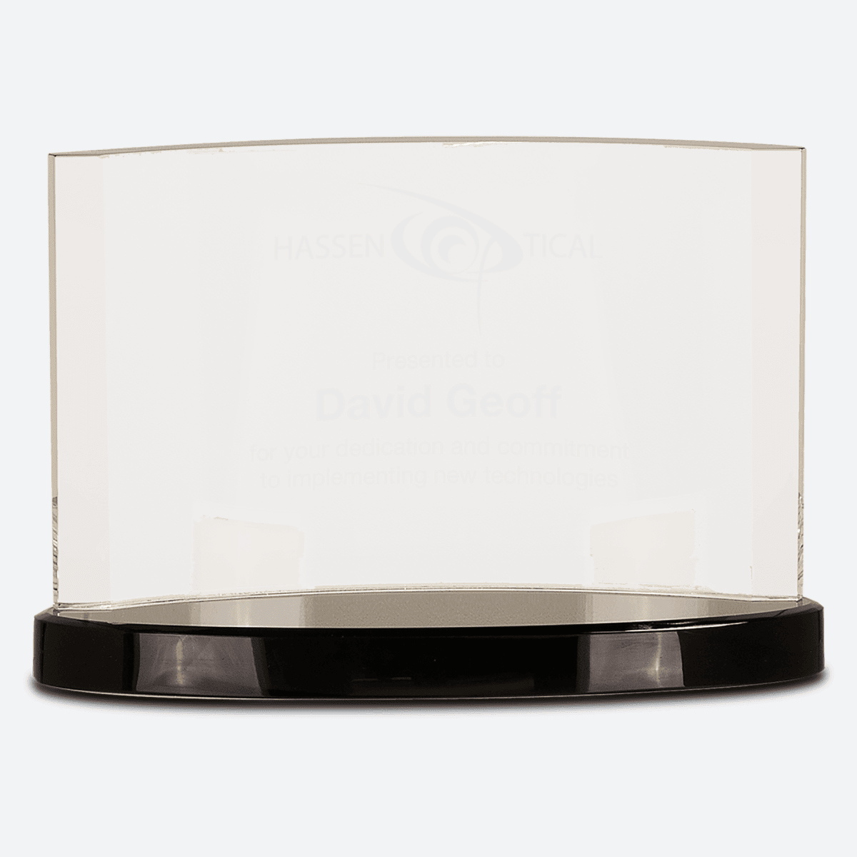 Clear Crystal Crescent on Black Crystal Base