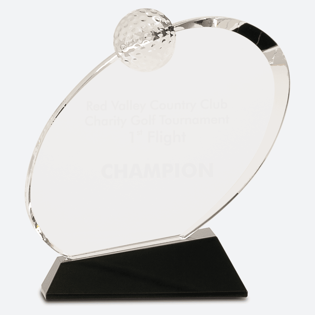 Clear Crystal Oblong Golf Award on Black Crystal Base