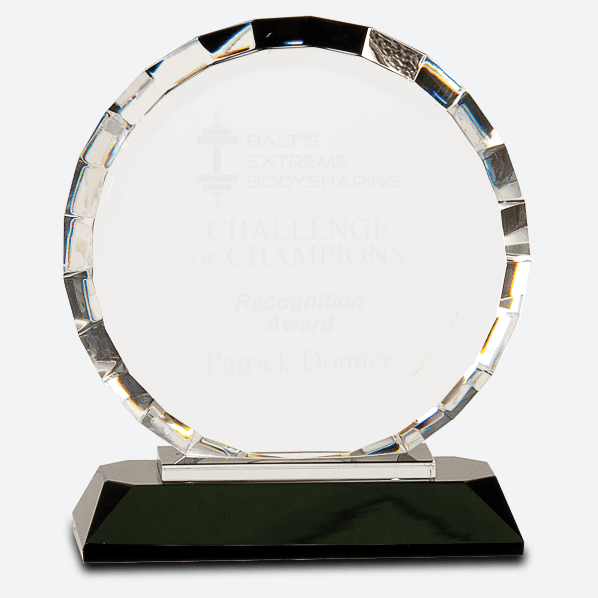 Clear Crystal Round with Rectangle Facets on Black Crystal Base