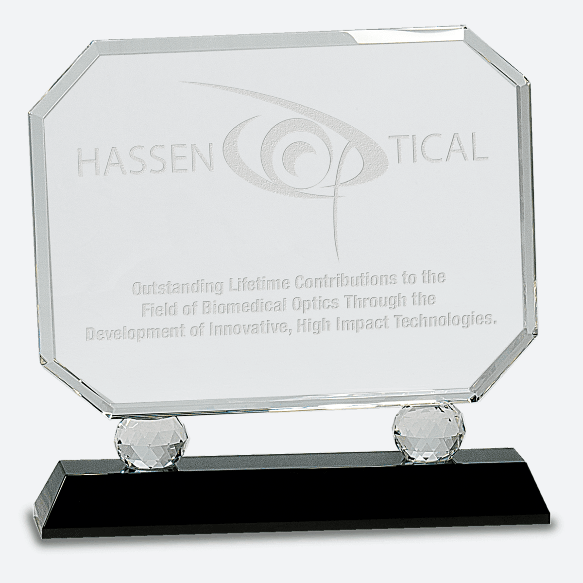 Rectangle Crystal on Black Pedestal Base