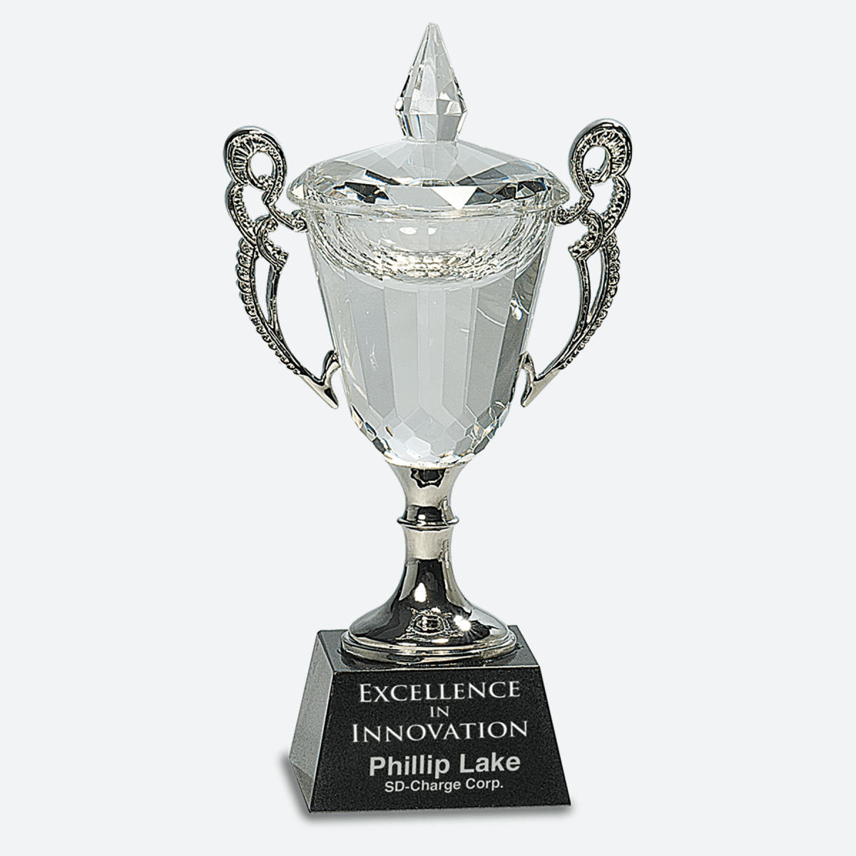 Crystal Cup with Silver Handles and Stem