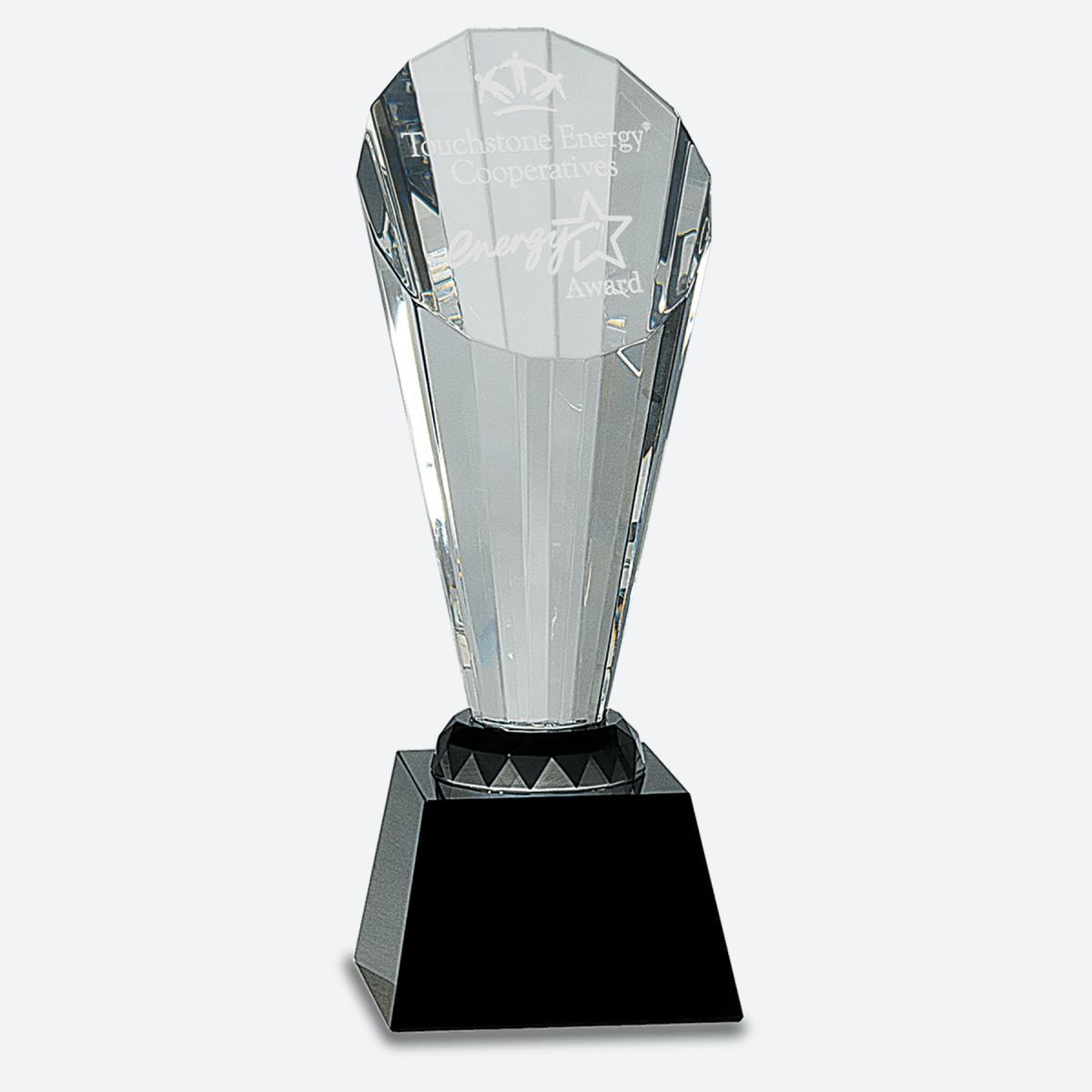 Clear Crystal Faceted Rising Spire on Black Base