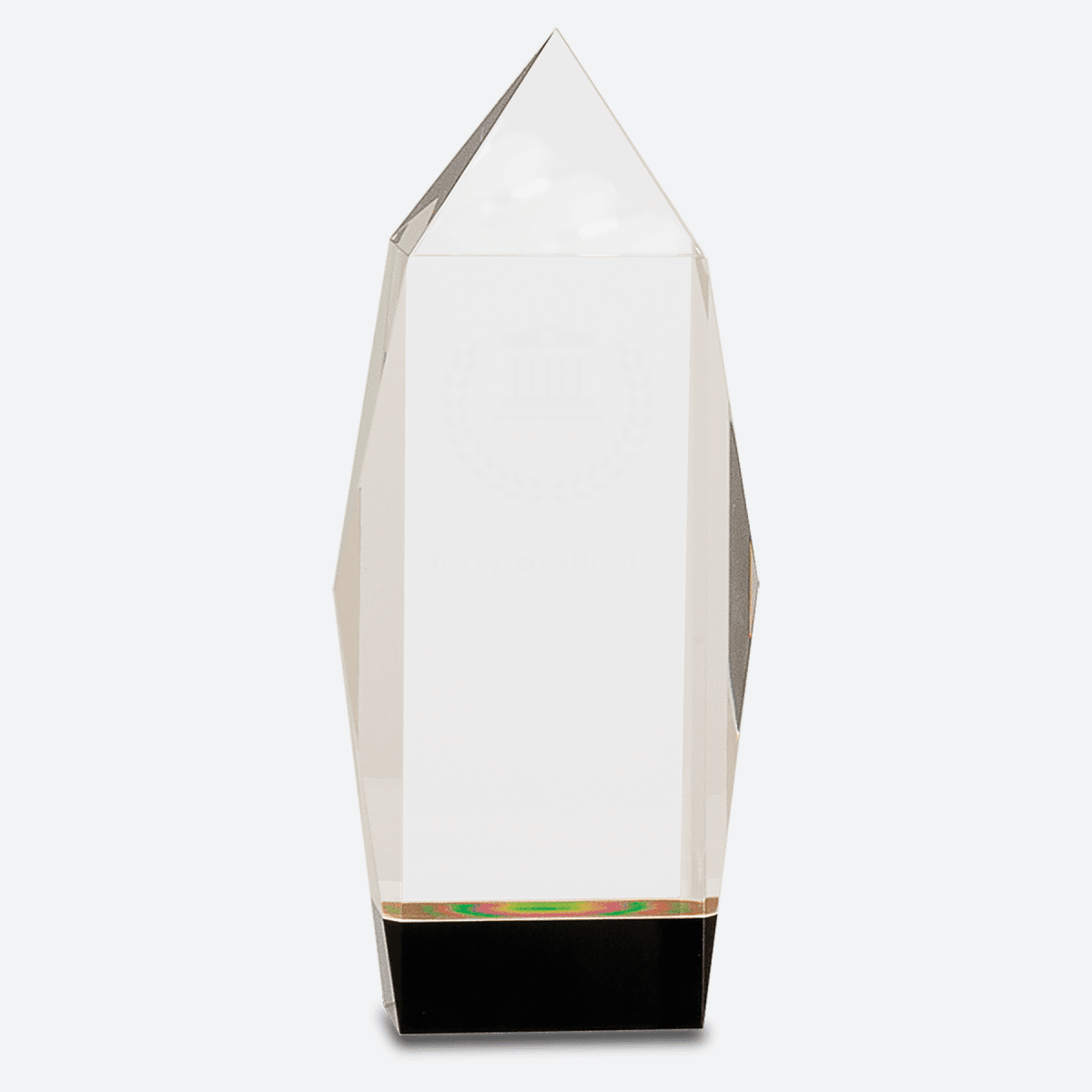 Clear Crystal Facet Rectangle on Black Base