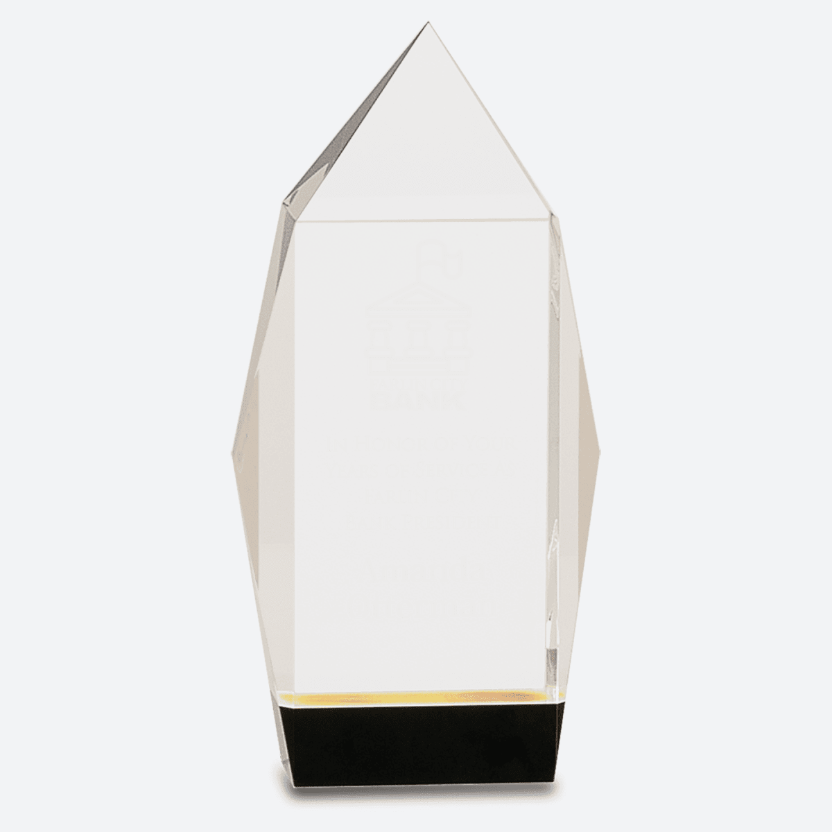 Clear Crystal Facet Rectangle on Black Base