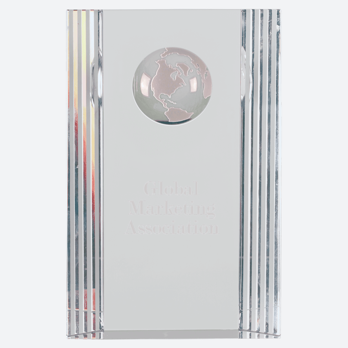 Clear Crystal Rectangle with Globe Etching