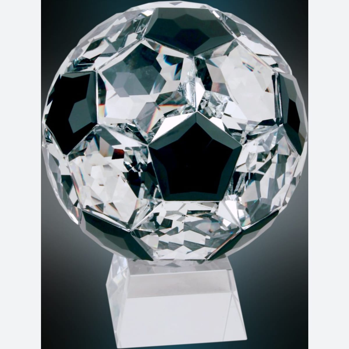 Crystal Soccer Ball on Clear Base