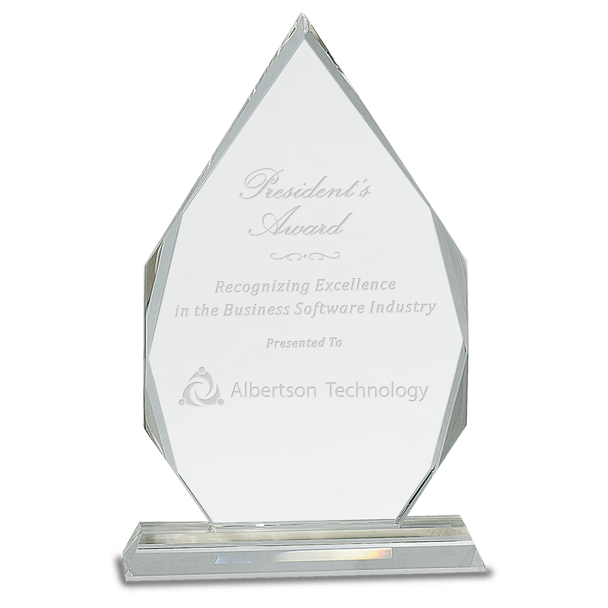 Diamond Crystal on Clear Pedestal Base