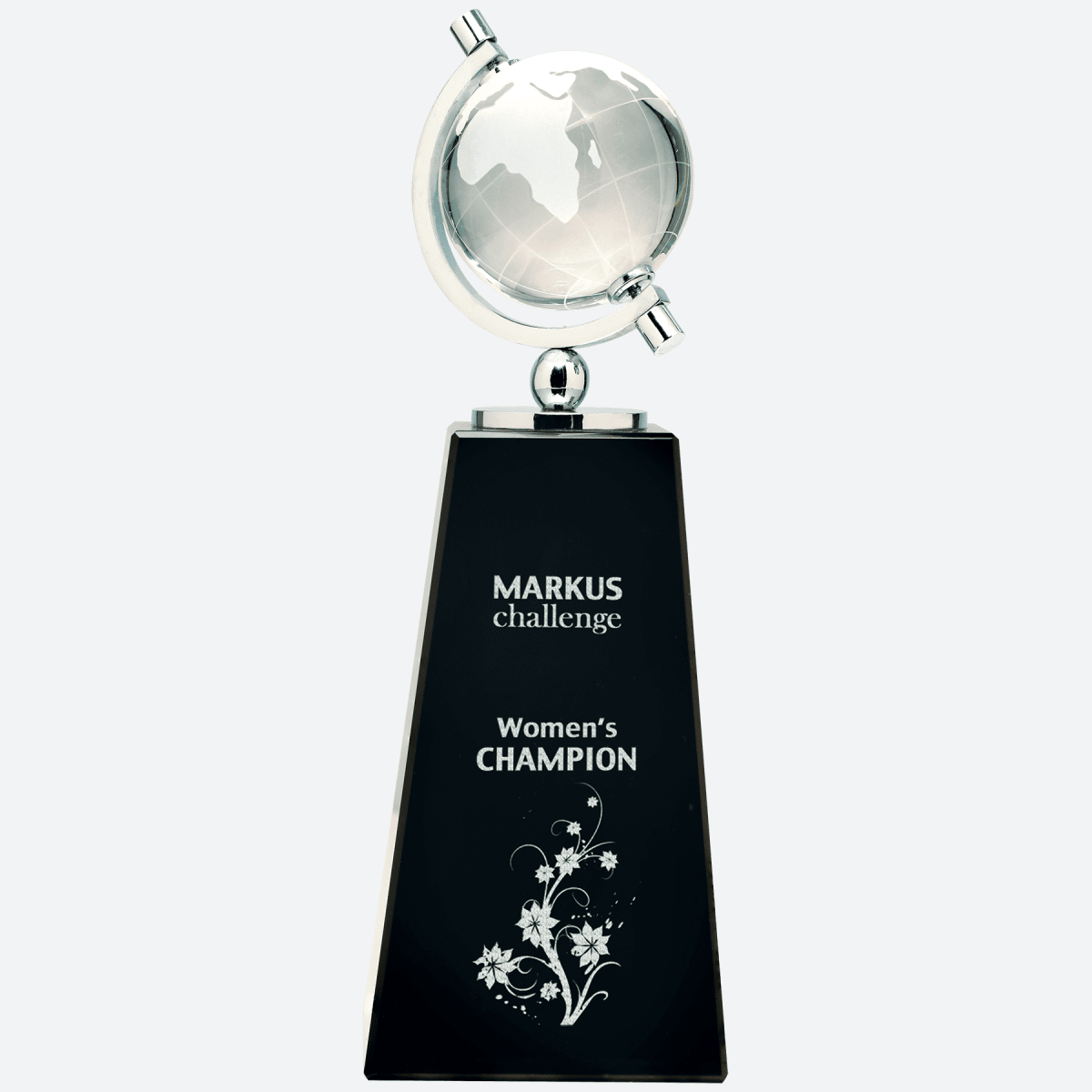 Crystal Spinning Globe on Black Pedestal Base
