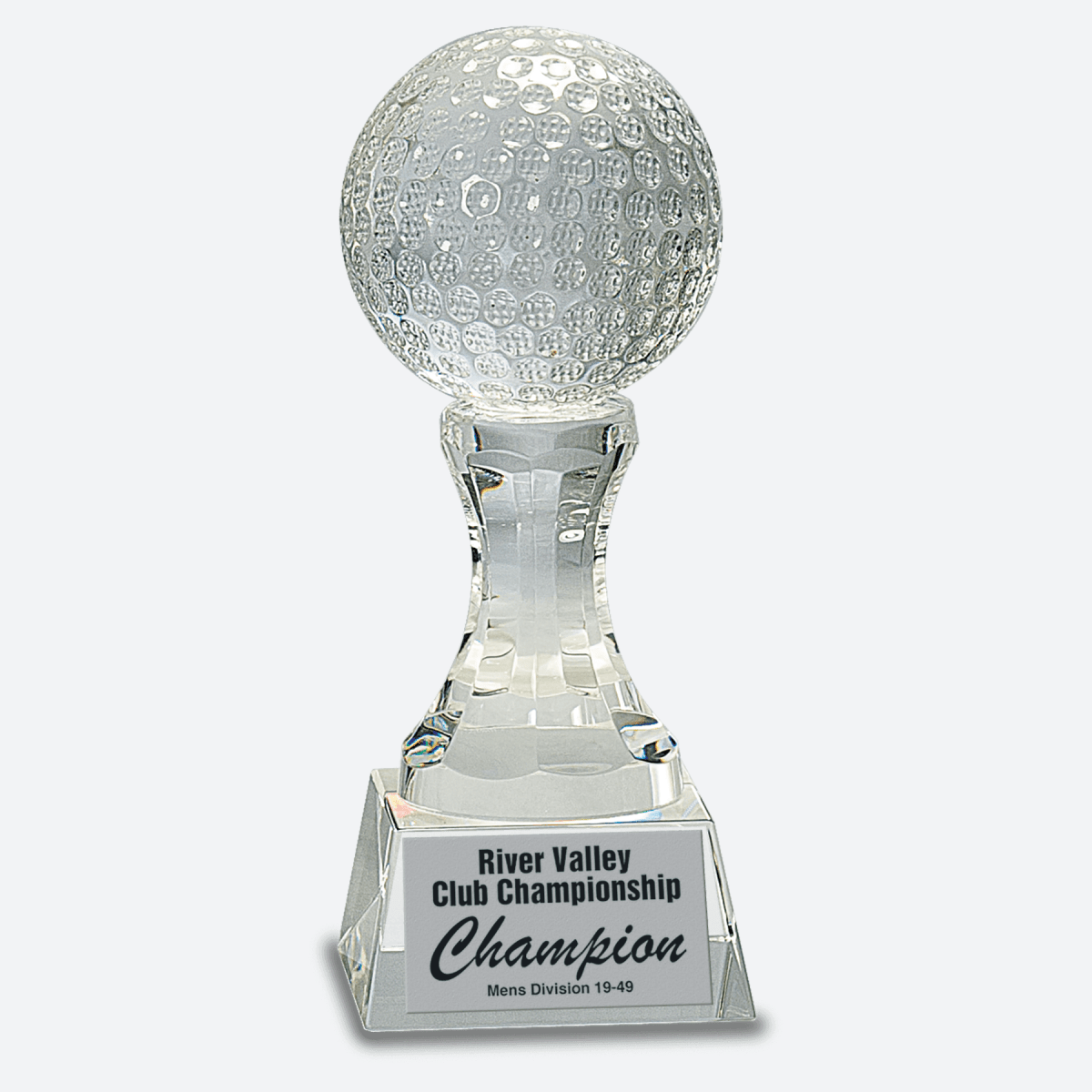 Crystal Golf Ball on Clear Pedestal Base