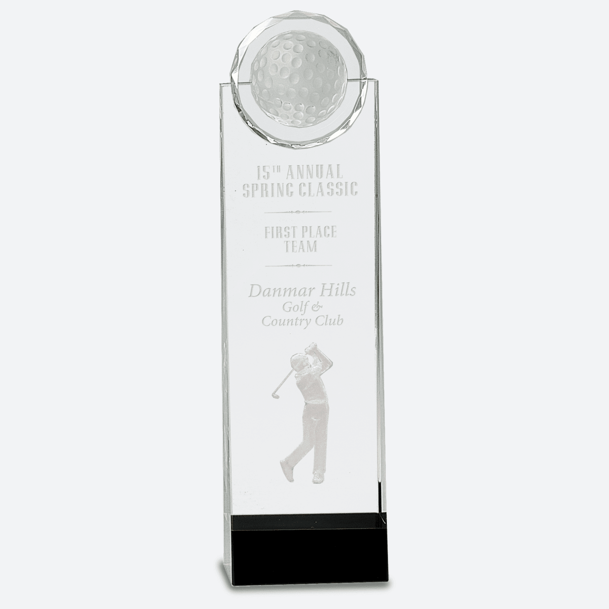 Clear and Black Crystal Standup with 3D Golfer