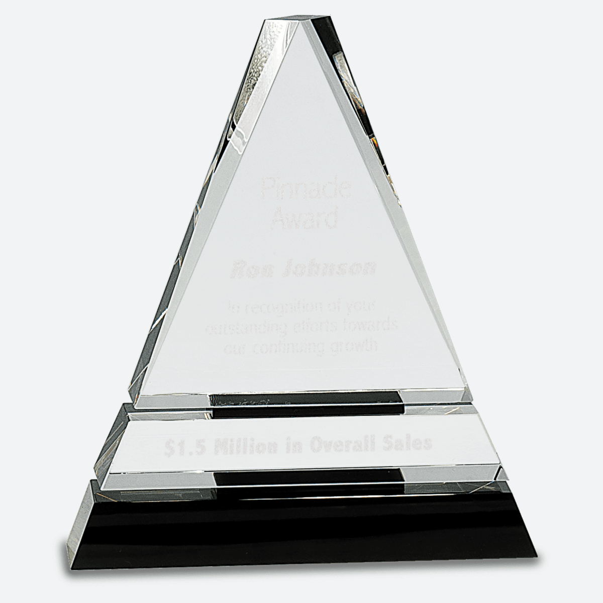 Clear Crystal Triangle on Black Crystal Pedestal Base