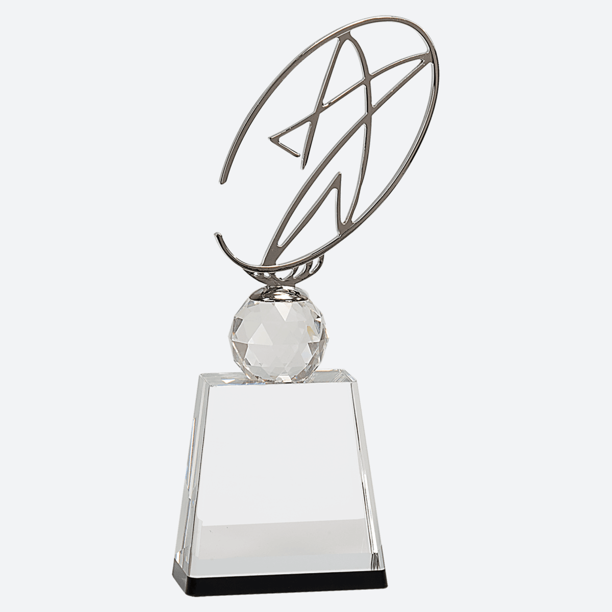 Clear and Black Crystal Award with Silver Metal Oval Star