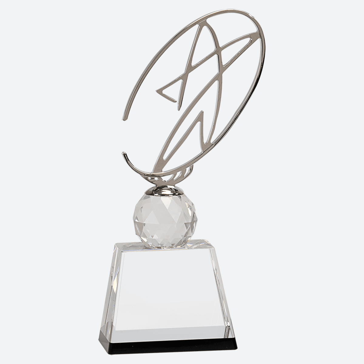Clear and Black Crystal Award with Silver Metal Oval Star