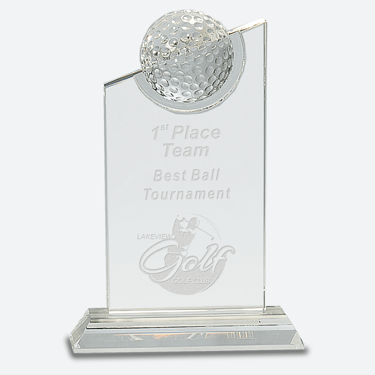 Clear Crystal with Inset Crystal Golf Ball on Clear Base