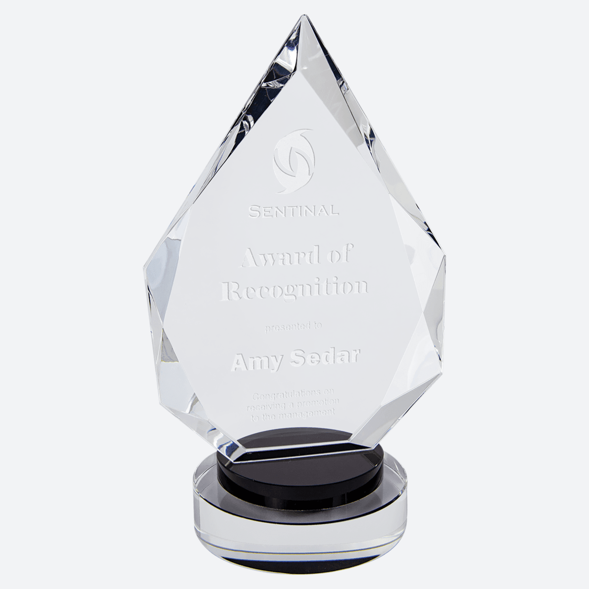 Diamond Crystal on Black and Clear Round Base