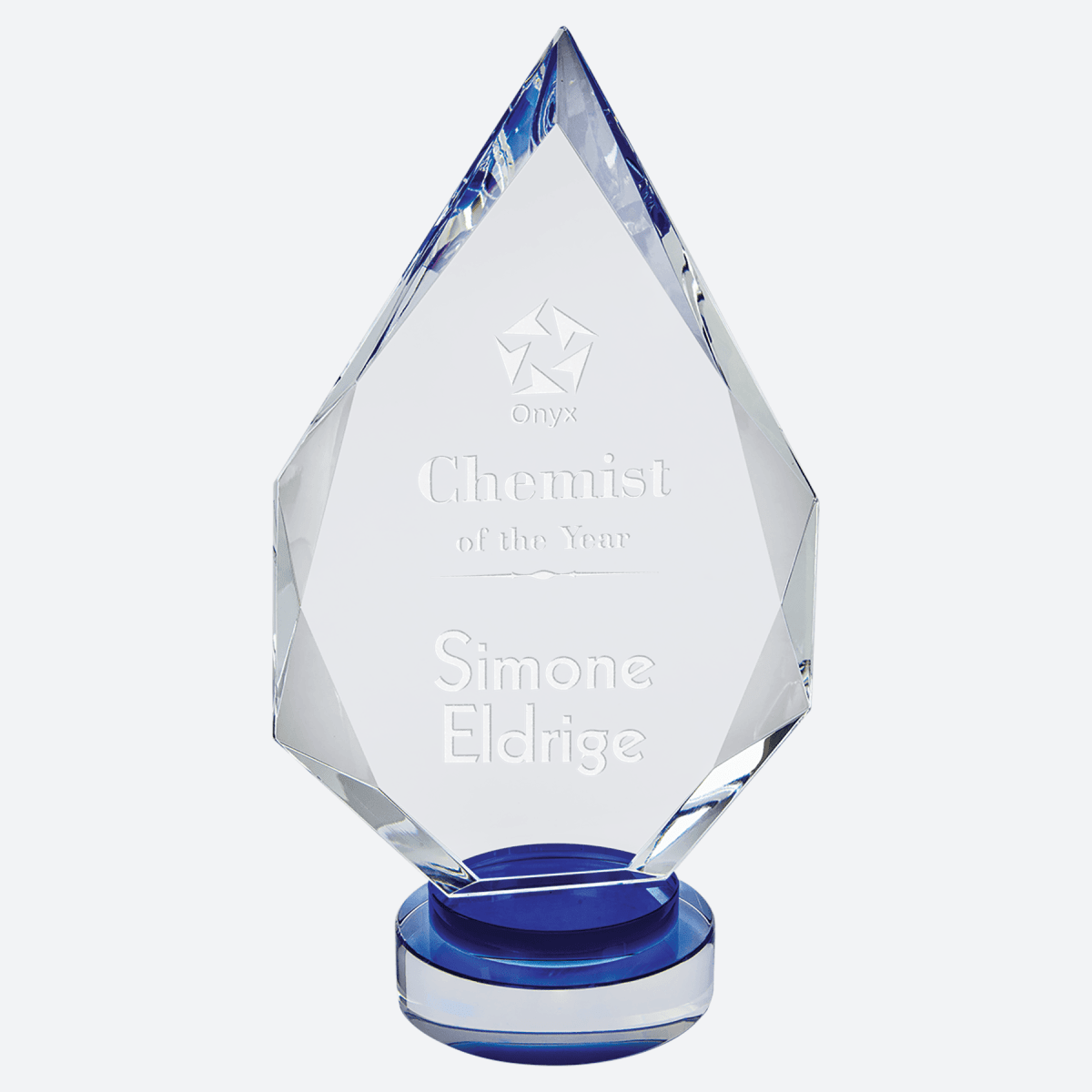 Diamond Crystal on Blue and Clear Round Base