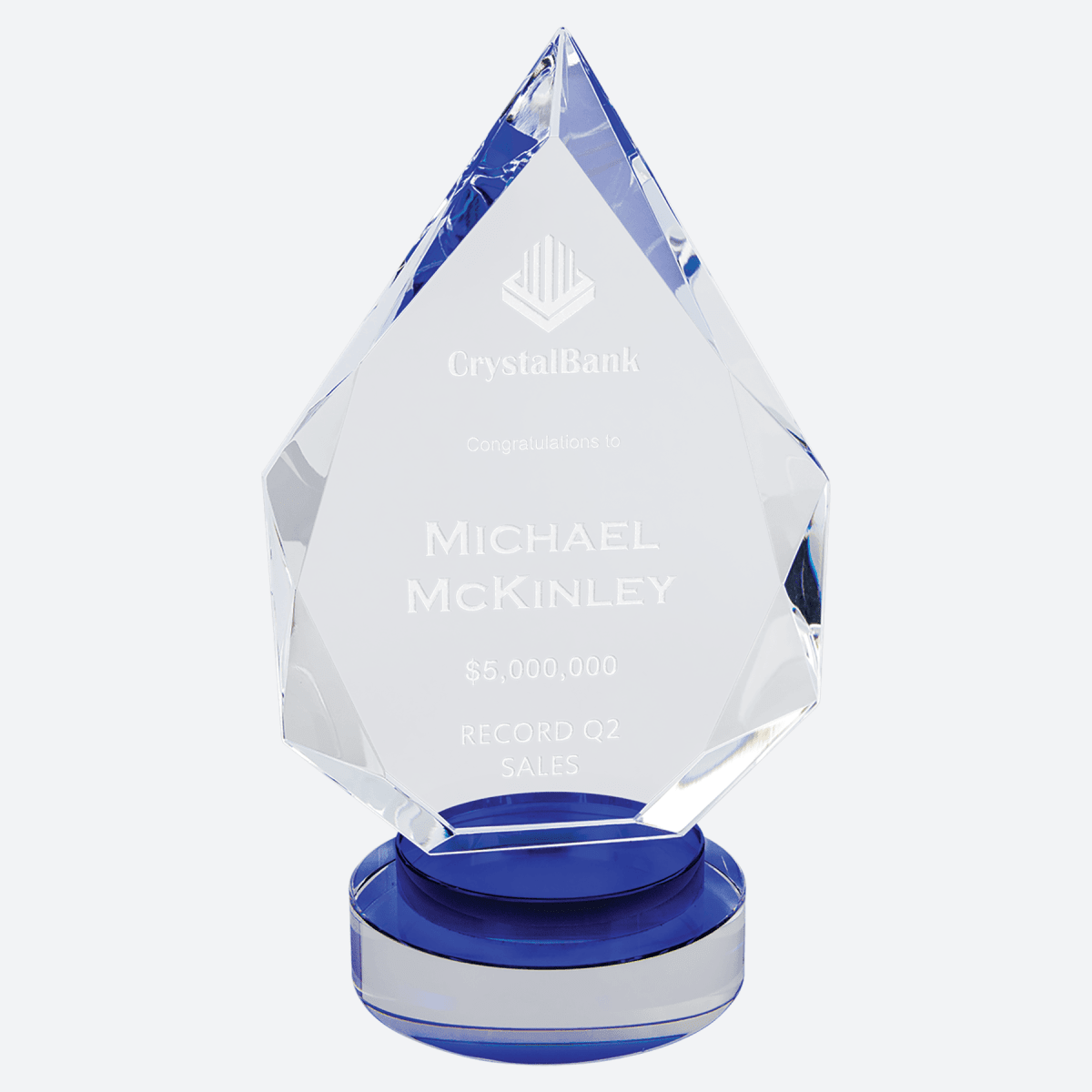 Diamond Crystal on Blue and Clear Round Base