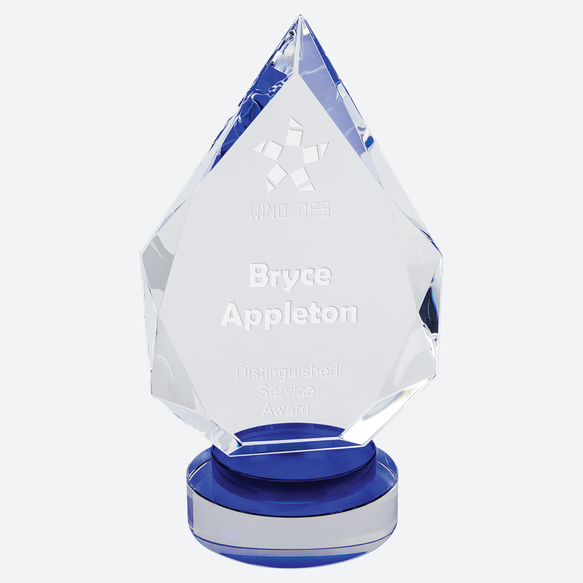 Diamond Crystal on Blue and Clear Round Base