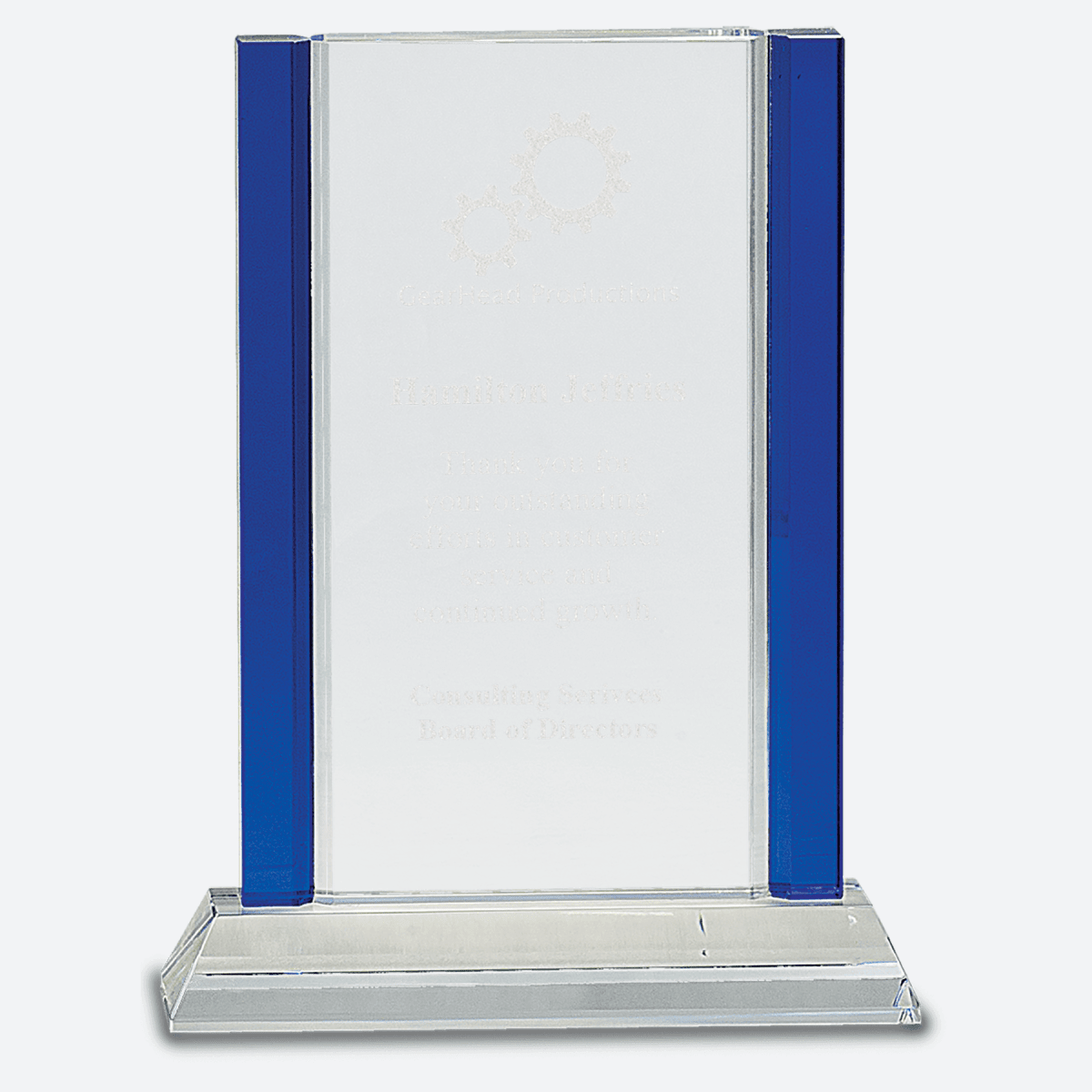 Blue 2-Edge Crystal on Clear Base