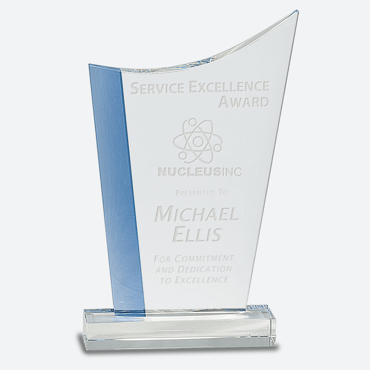 Blue Edge Crystal Crest on Clear Base