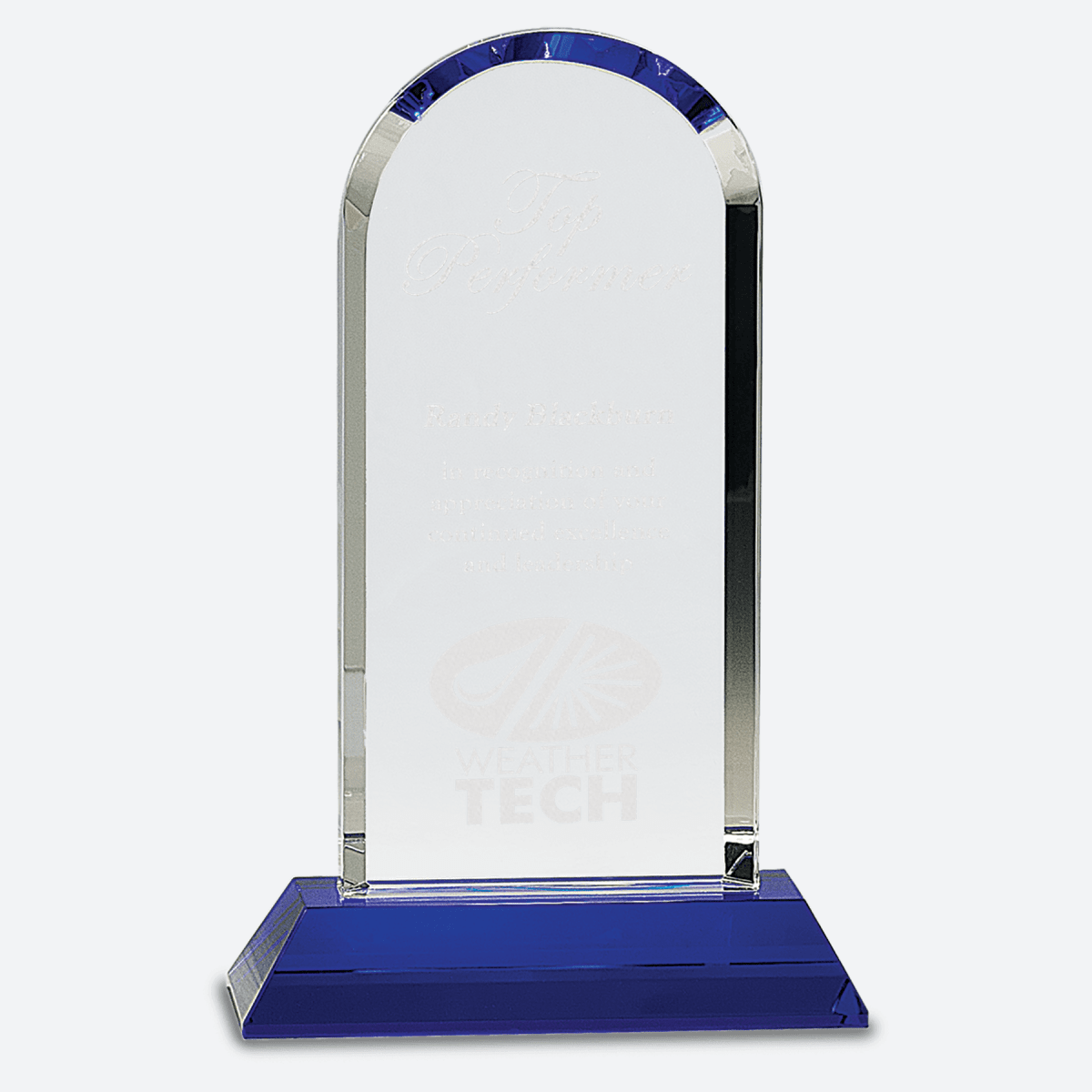 Clear Crystal Dome on Blue Pedestal Base