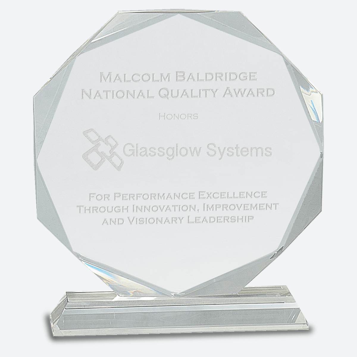 Clear Crystal Octagon on Clear Pedestal Base