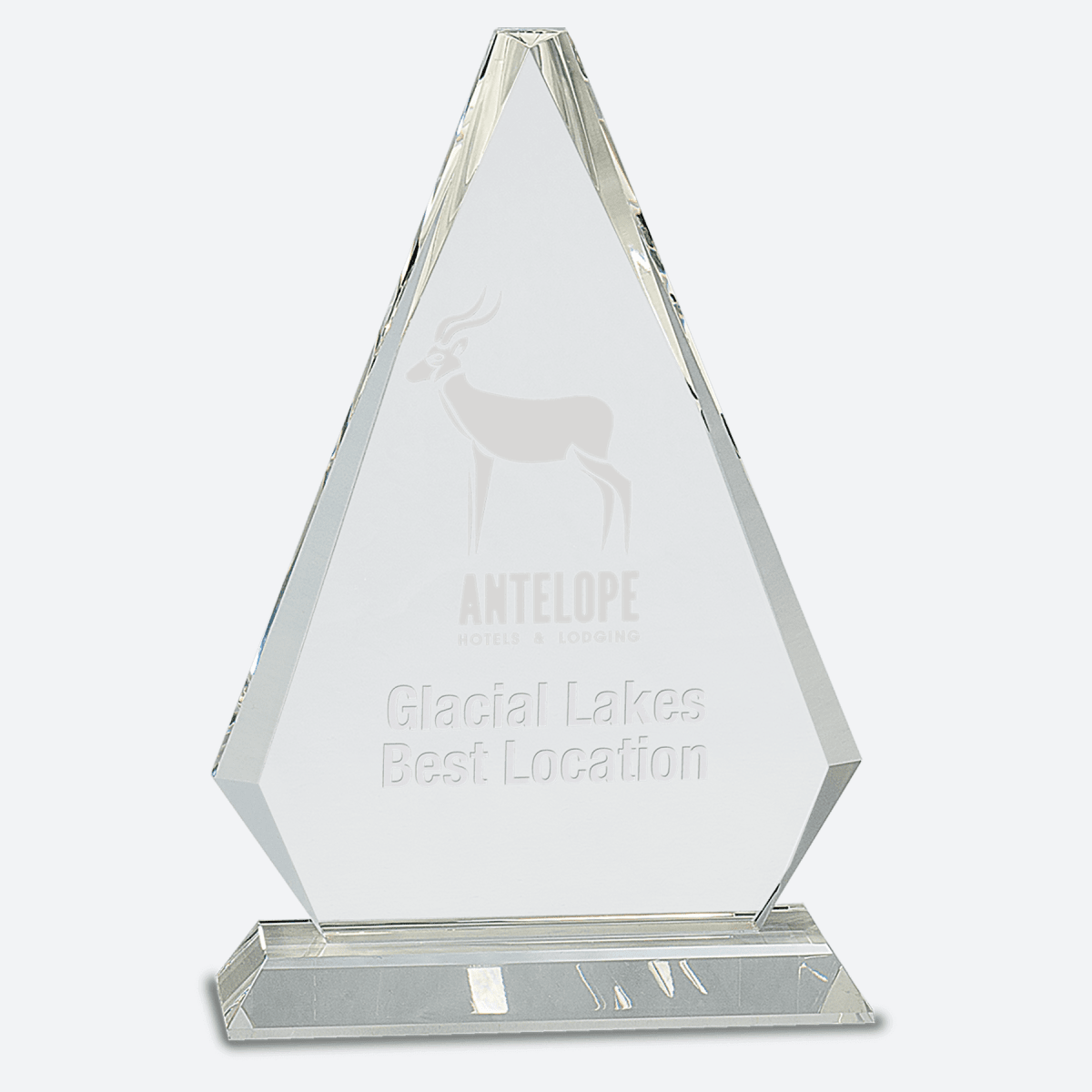 Clear Crystal Triangle on Clear Pedestal Base