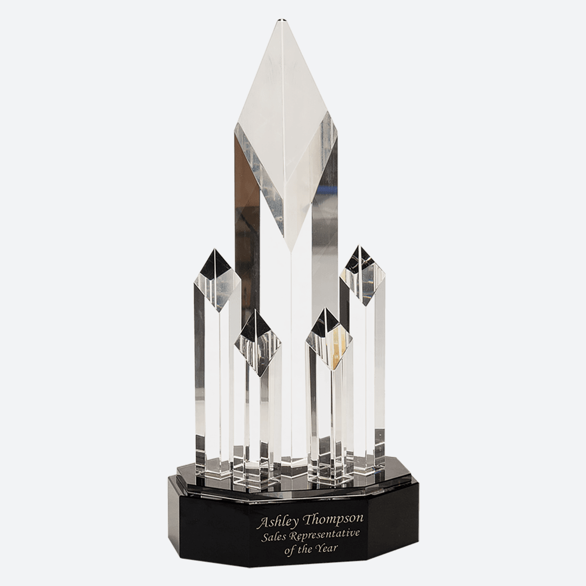 Clear Crystal 5 Rising Diamonds on Black Pedestal Base