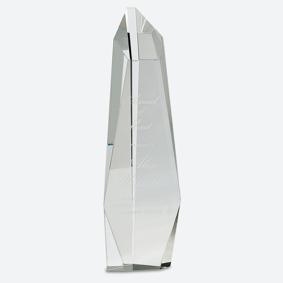 Clear Crystal Facet Slant-Top Tower