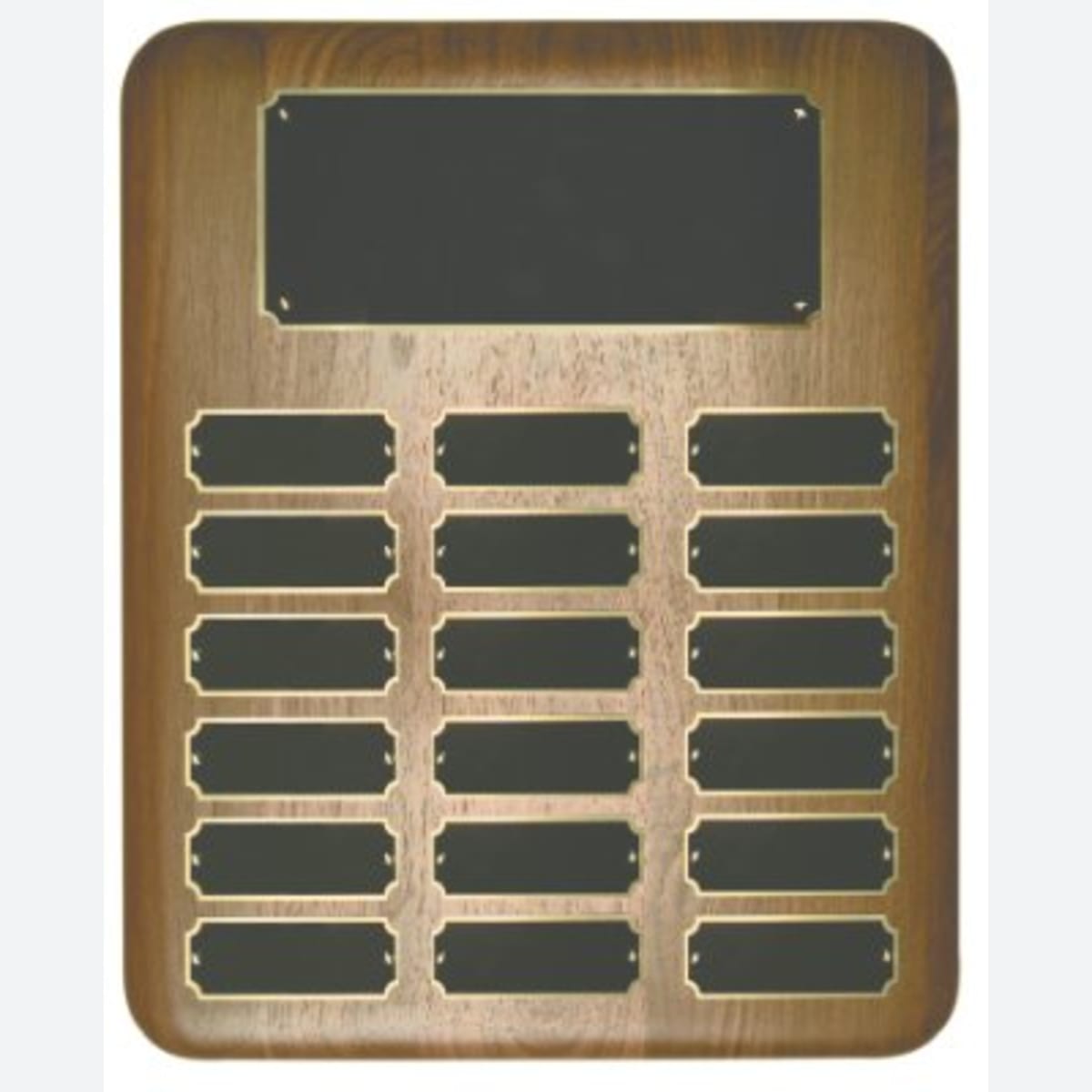 18 Plate Genuine Walnut Elliptical Edge Completed Perpetual Plaque