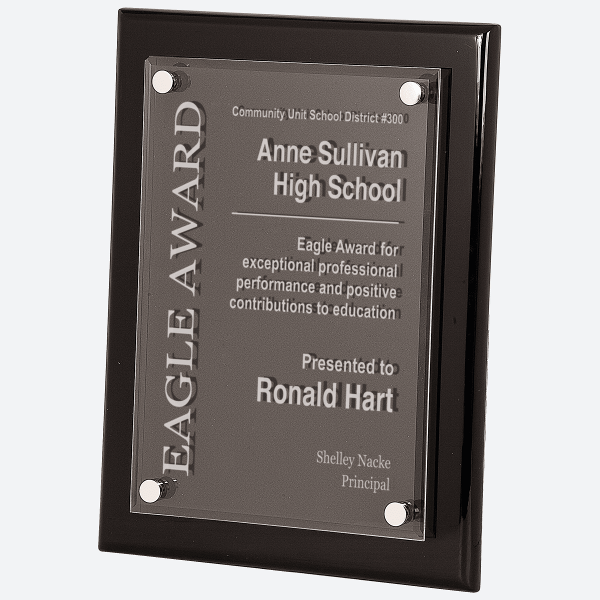 Black Piano Finish Floating Acrylic Plaque