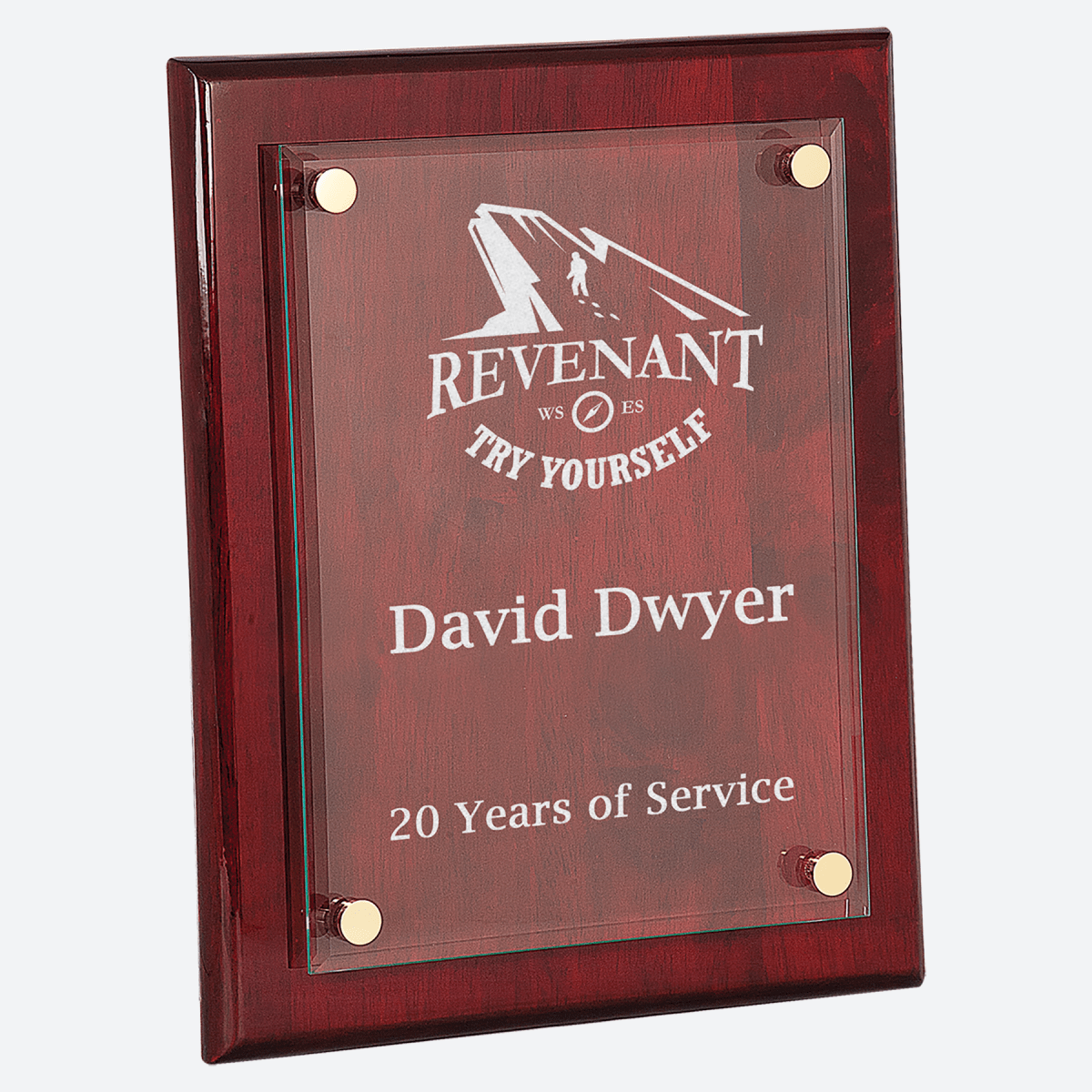 Rosewood Piano Finish Floating Glass Plaque