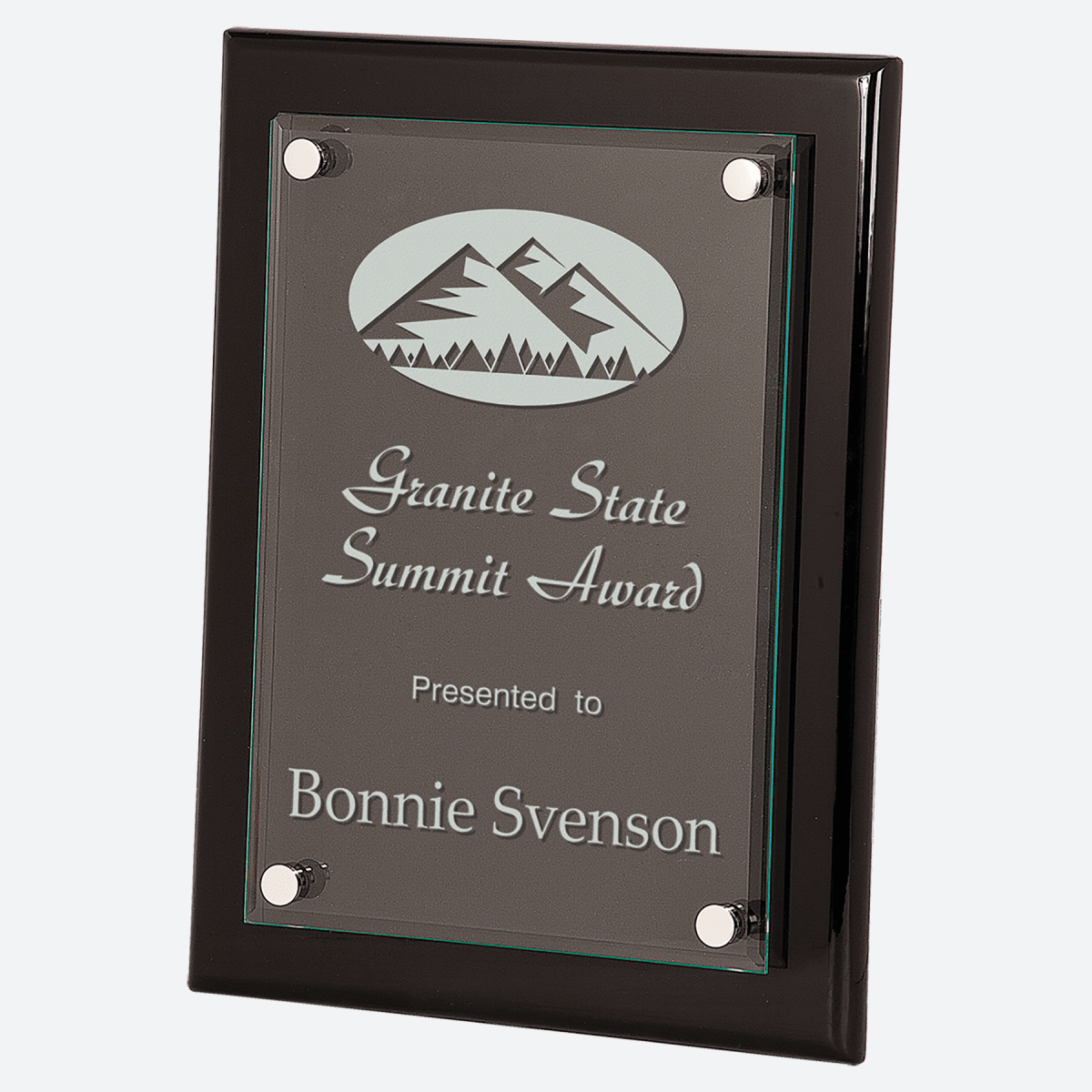 Black Piano Finish Floating Glass Plaque