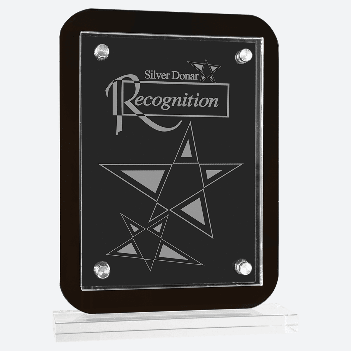 Black Floating Glass Standup Plaque