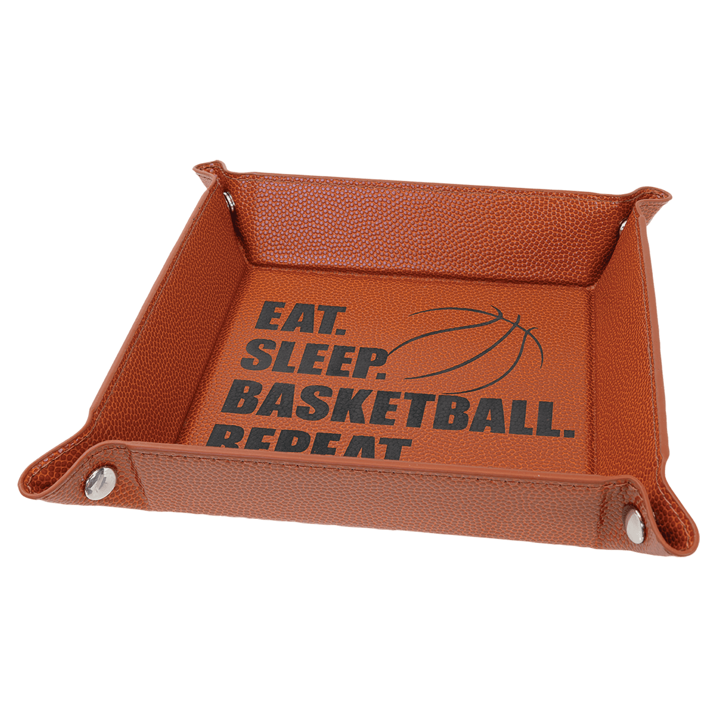 Basketball Leatherette Snap Up Tray with Snaps