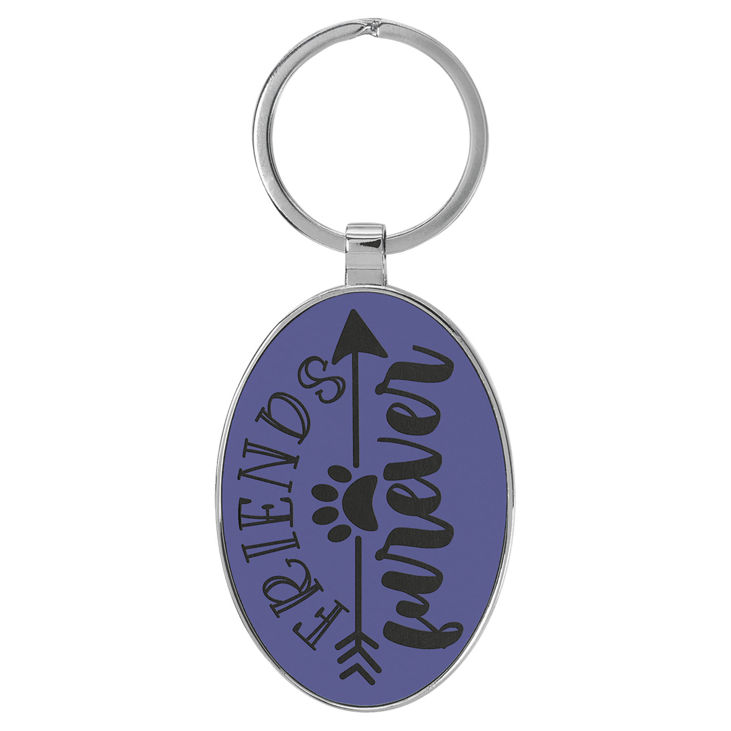 Leatherette/Metal Oval Keychain