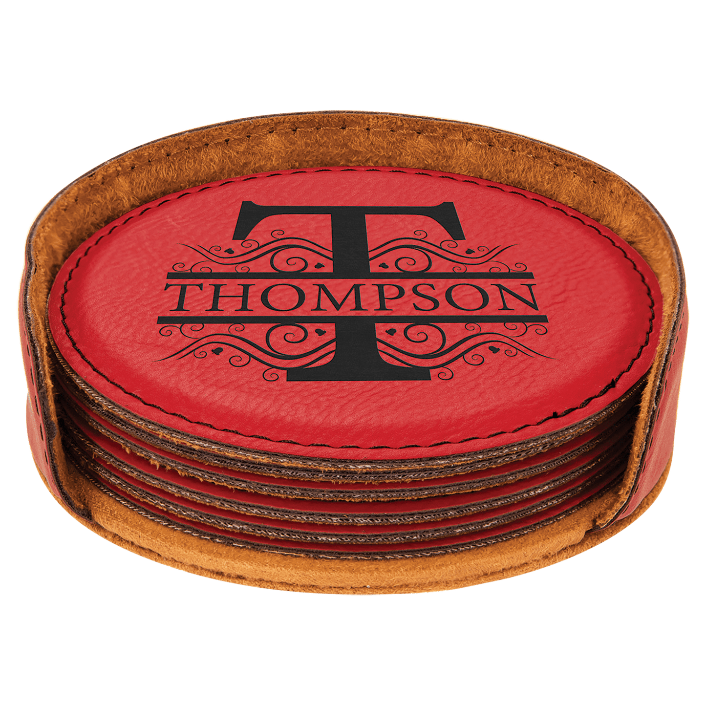 Leatherette Round 6-Coaster Set