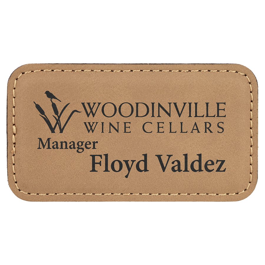 Light Brown Leather Name Badge