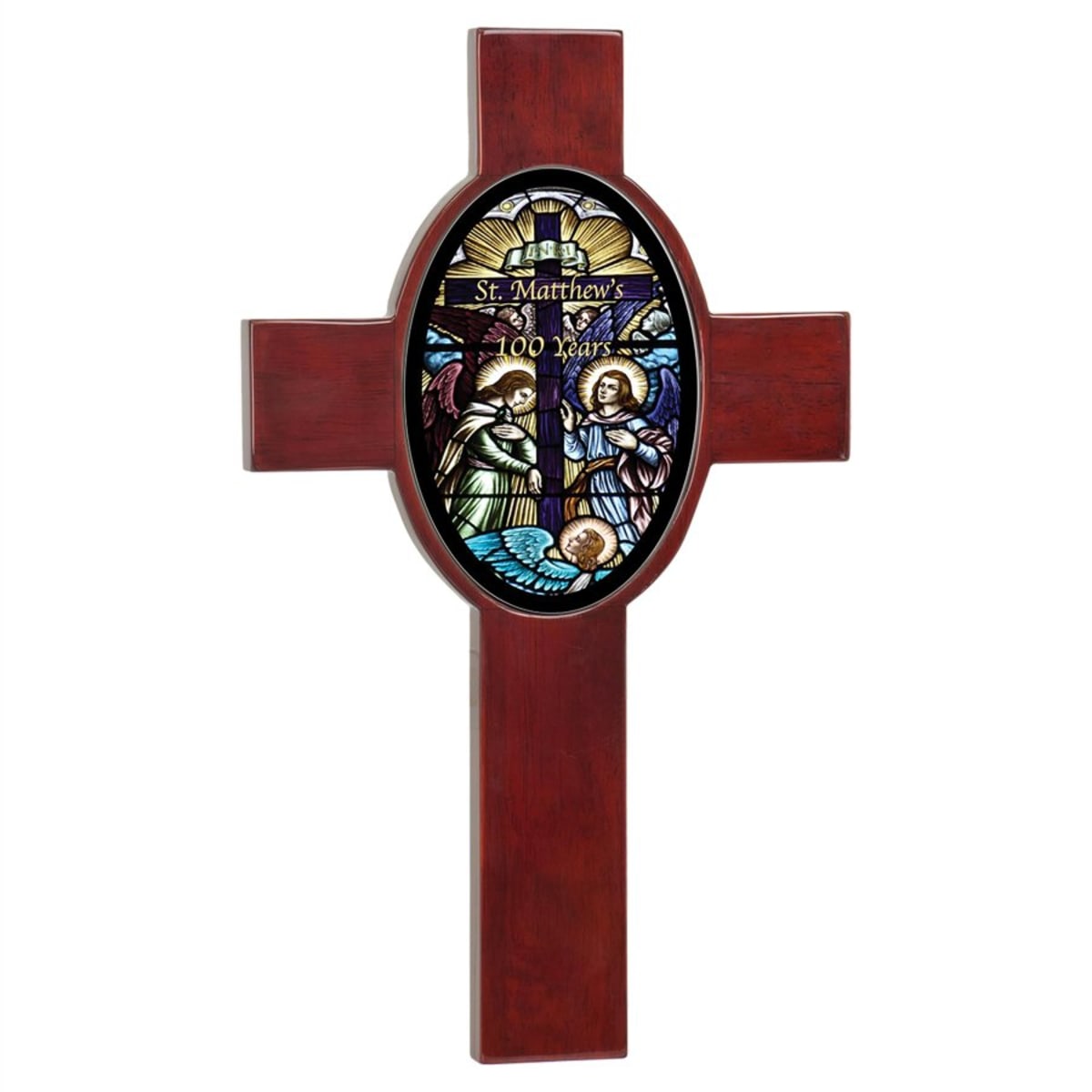 Rosewood Piano Finish Cross with Oval Recess and Sublimatable Tile