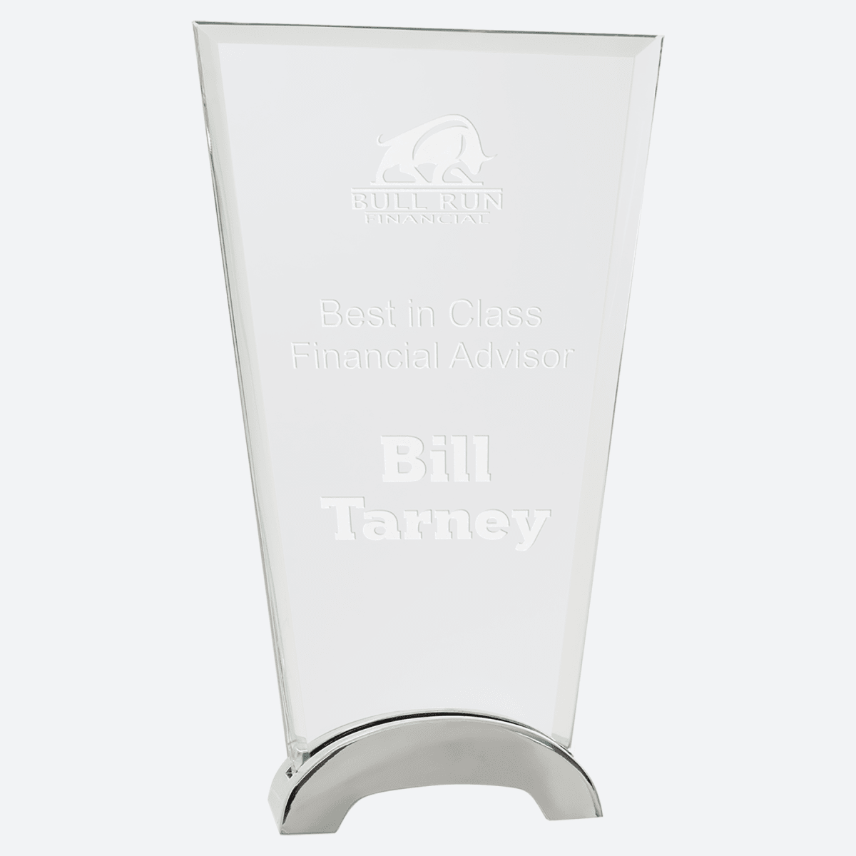 Fan Platinum Glass with Arch Metal Base