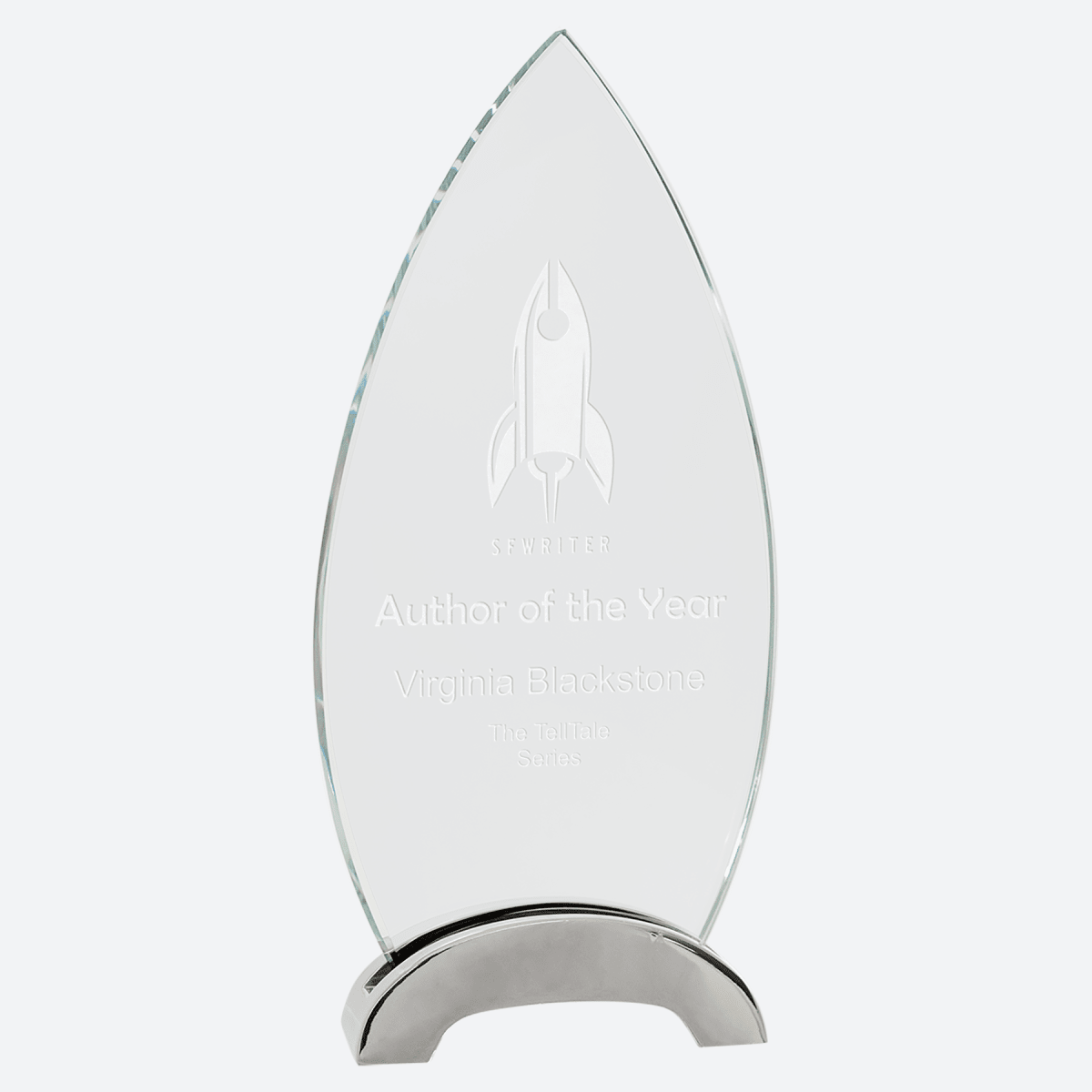 Oval Platinum Glass with Arch Metal Base