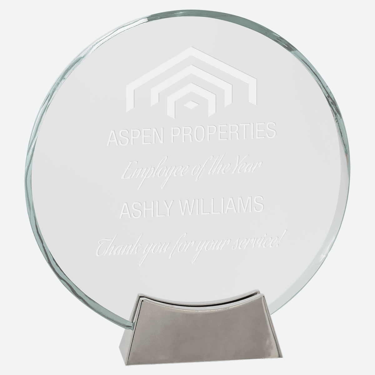 Round Platinum Glass with Full Metal Base