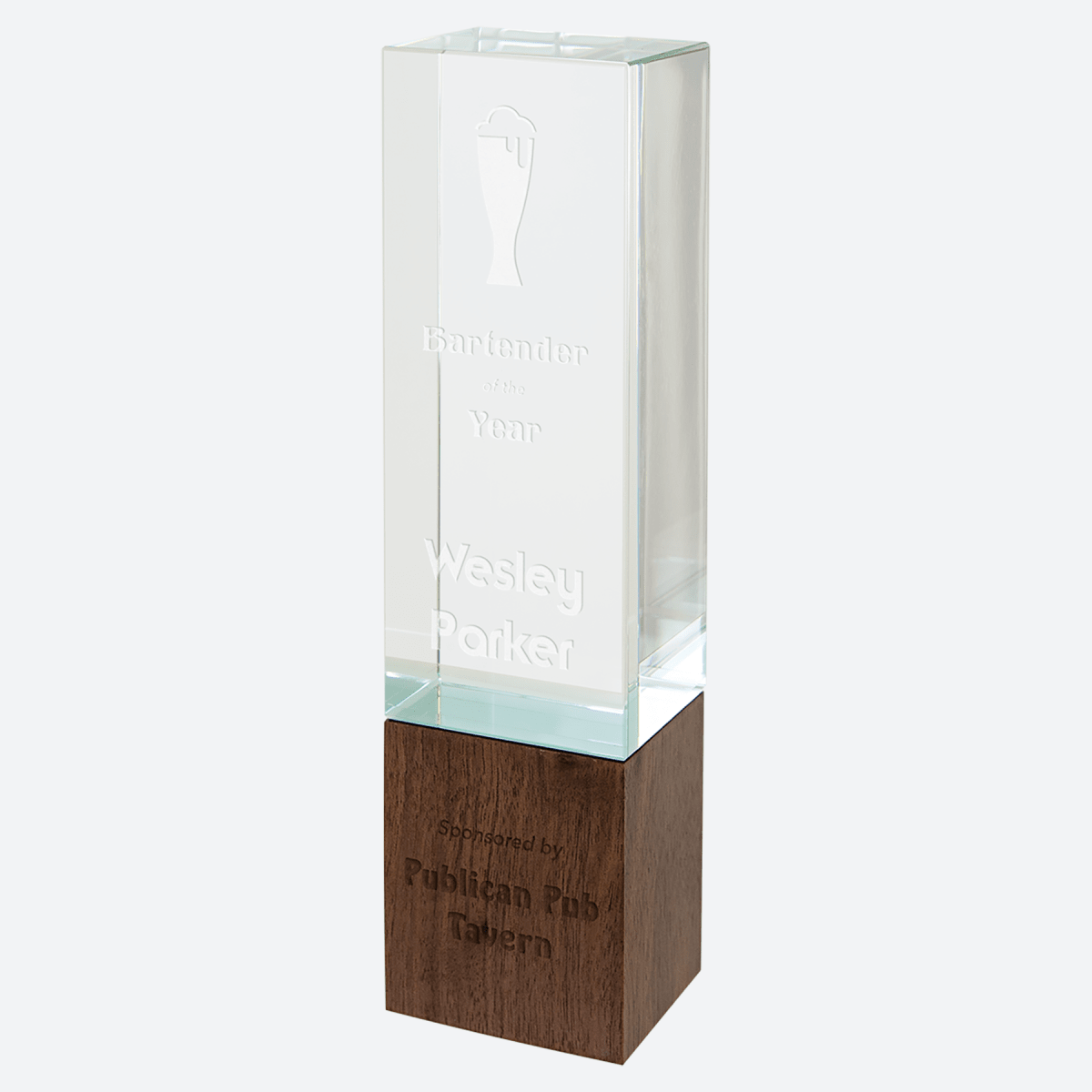 Rectangle Sierra Glass with Walnut Base