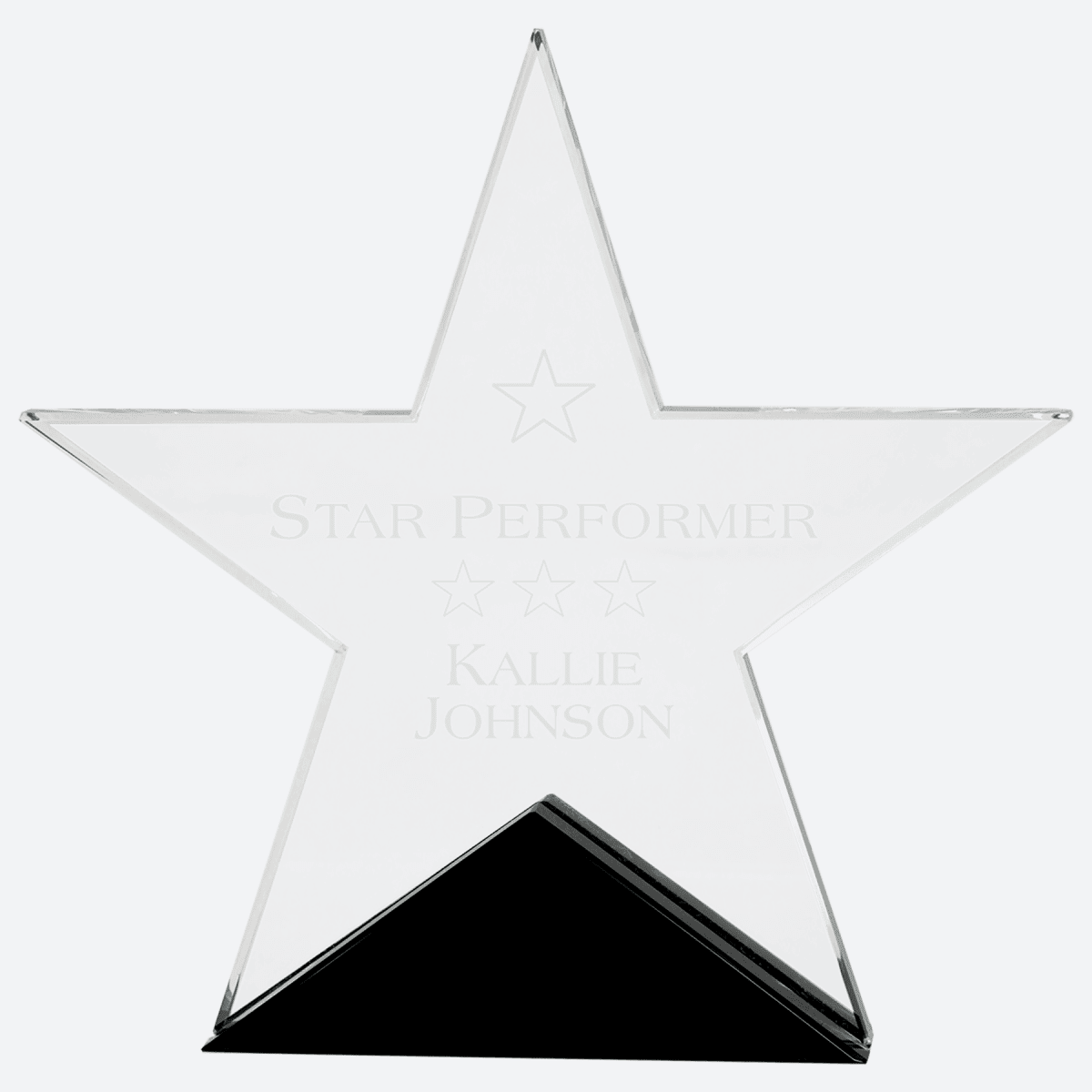 Clear Glass Star on Black Base