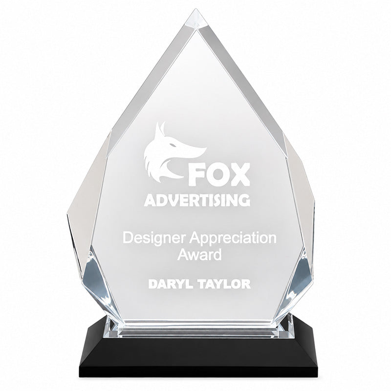 Fusion Diamond Impress Acrylic Award w/ Black Glass Base