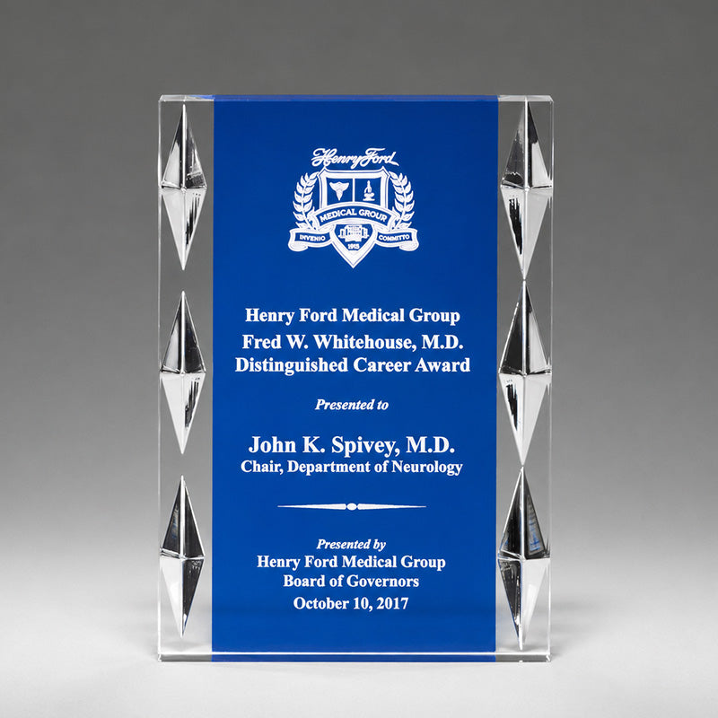 Freestanding Blue Background Acrylic Award